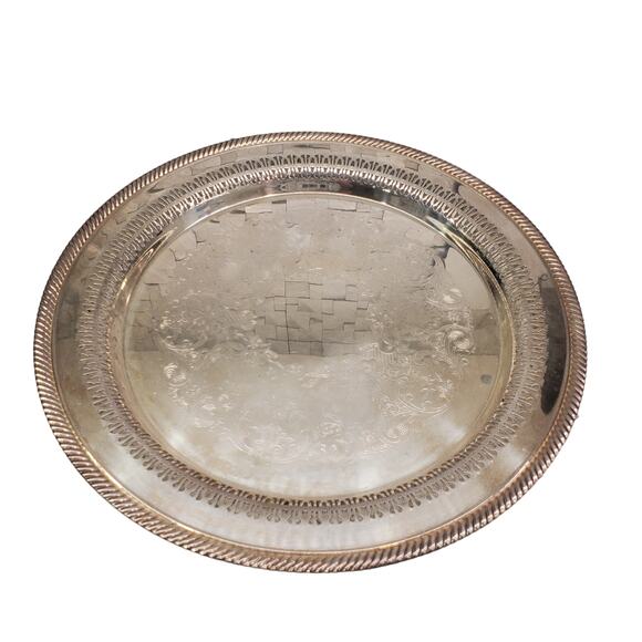 Silver Plated Platter WM Rogers 170 Silver Platter Antique Silver Plate 12 Inch - Picture 1 of 8